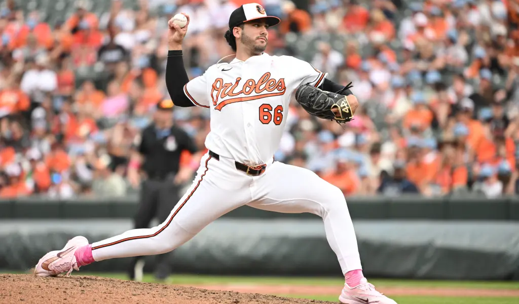 Anthony Nunez throws a pitch during the Orioles’ May 10 game.