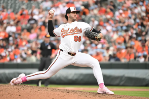 Anthony Nunez throws a pitch during the Orioles’ May 10 game.